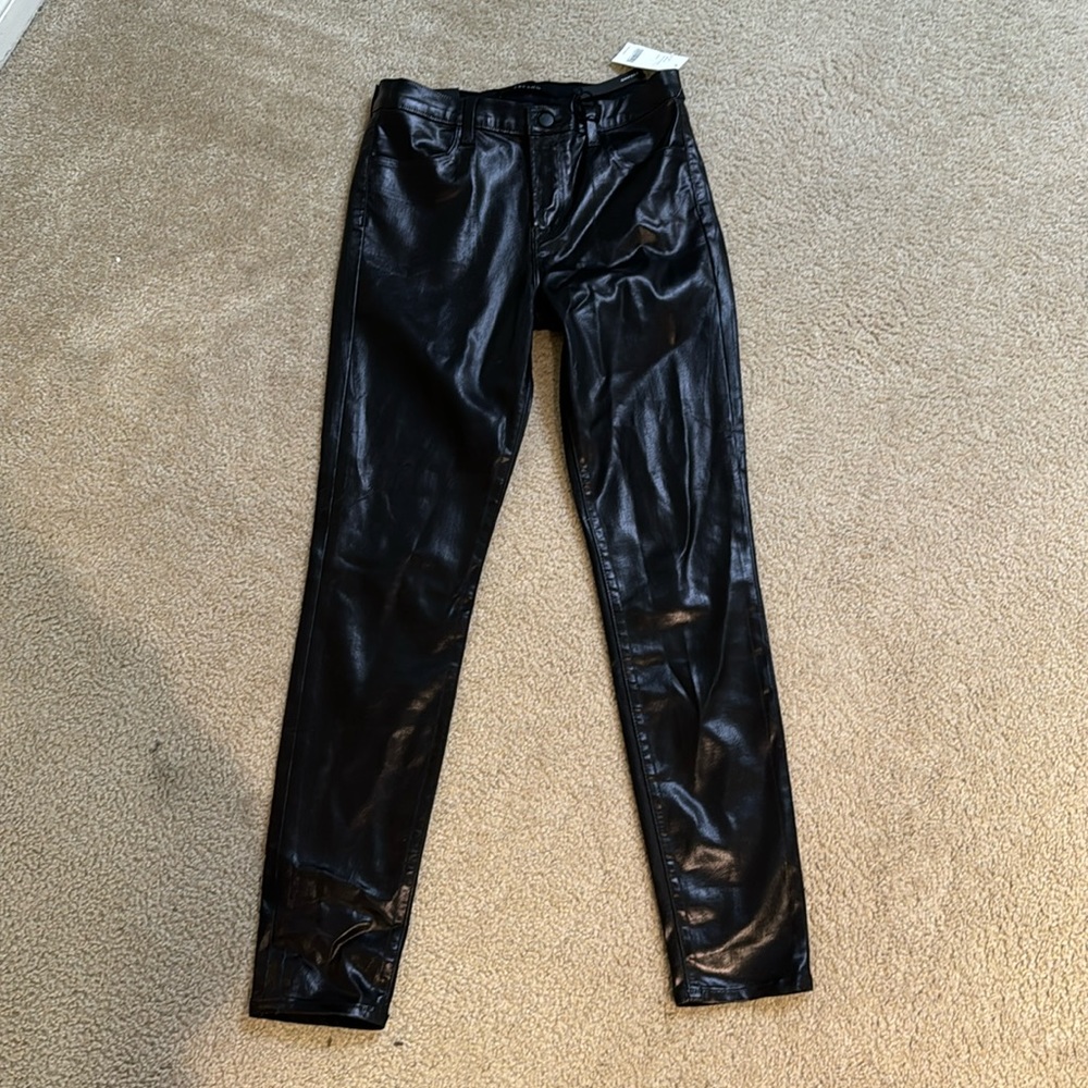 NWT J Brand black pleather pants galactic Black coated. Maria High Rise Skinny